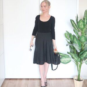 Eileen Fisher 100% Merino Wool Grey Knitted A-line Mini Skirt Size XS